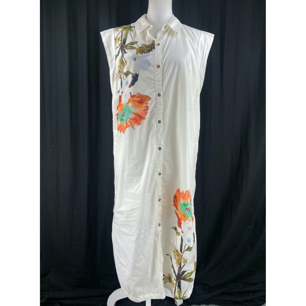 Anthropologie Maeve Sleeveless Midi Shirt Dress M Floral Art to Wear Artsy Boho